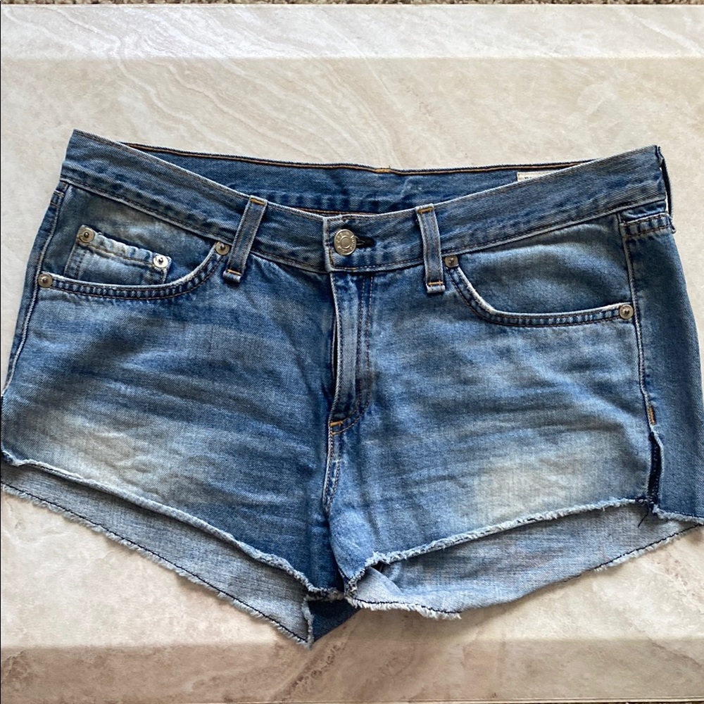 Rag & Bone Blue Jean Shorts Distressed Cut-Off Style
